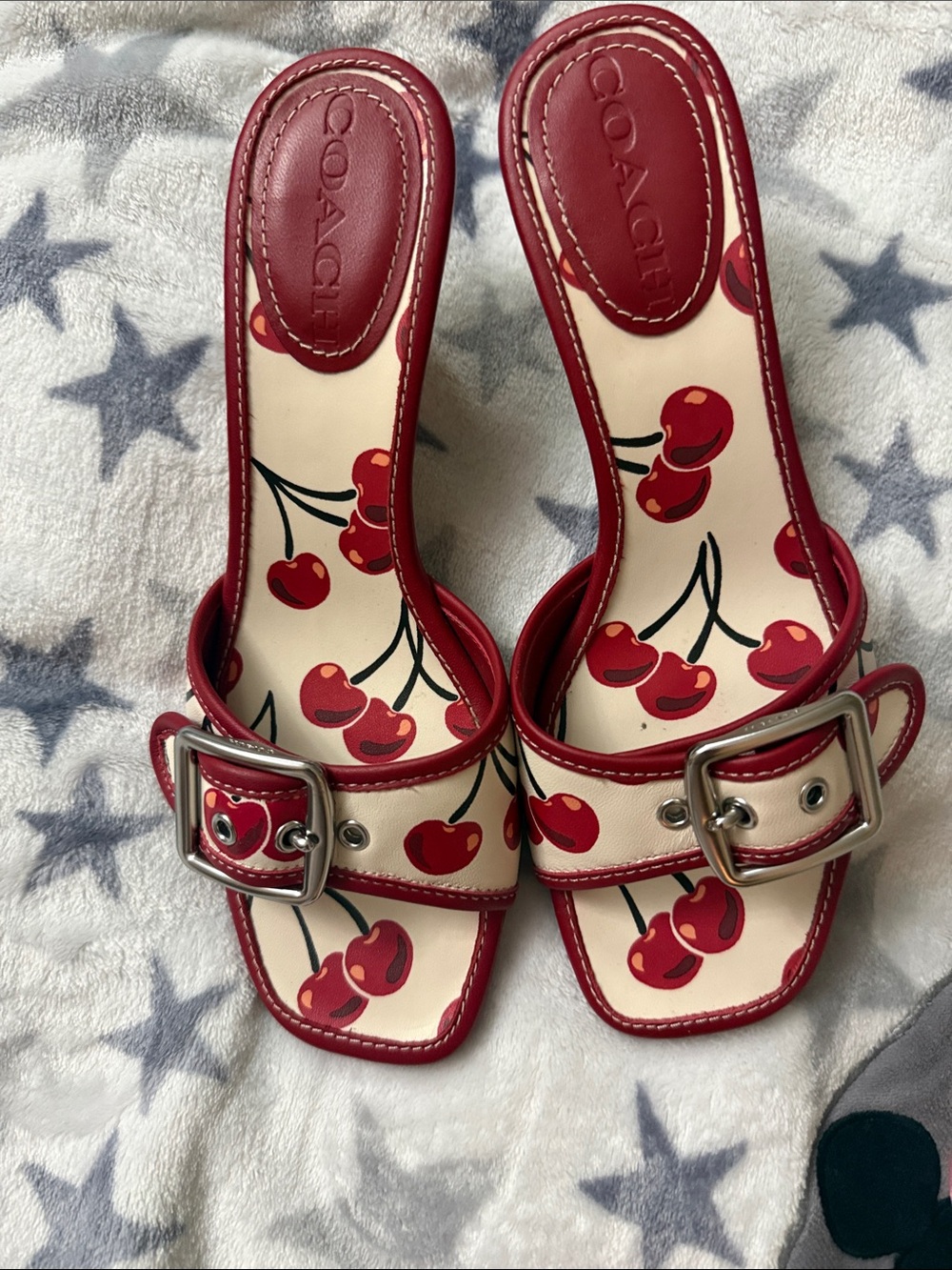 Coach Red Cherry Buckle Slide Mules - Picture 7 of 7